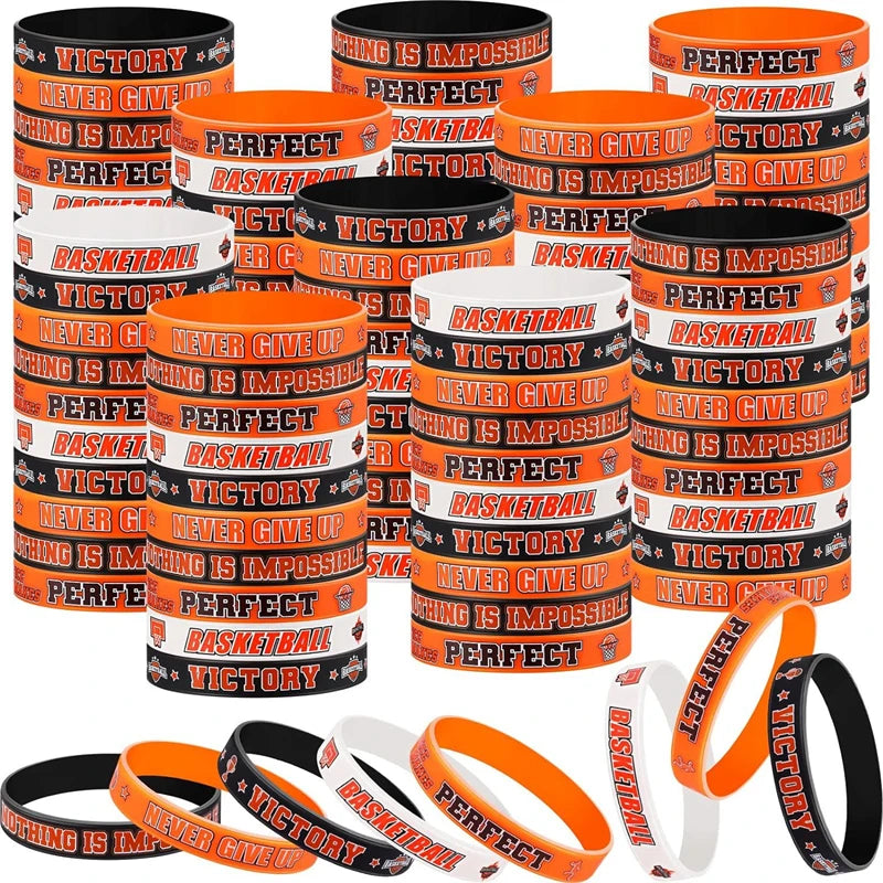 Basketball Motivational Silicone Wristband, Favor By Kids and Teenagers Basketball Party Basketball Bracelets Jewelry Sports Gif