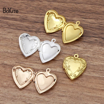 BoYuTe (20 Pieces/Lot) 20MM Metal Brass Floating Heart Memory Locket Pendant Charms for Jewelry Making