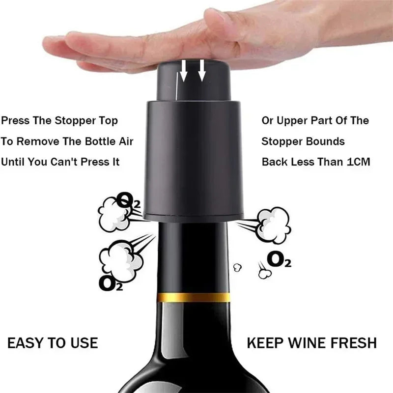 Bouchons de bouteille de vin, bouchons de vin réutilisables, conservateur de vin sous vide avec enregistrement de l'échelle de temps, bouchons de pompe à vide Wine Savers