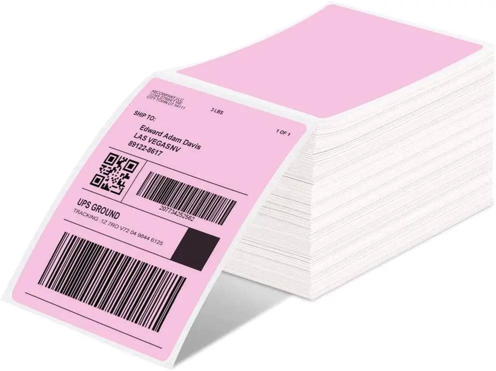 Phomemo 4x6 Thermal Labels for Shipping Label Printer - 500PCS Purple Mailing Labels 4x6 Direct Thermal Labels Fanfold BPA Free