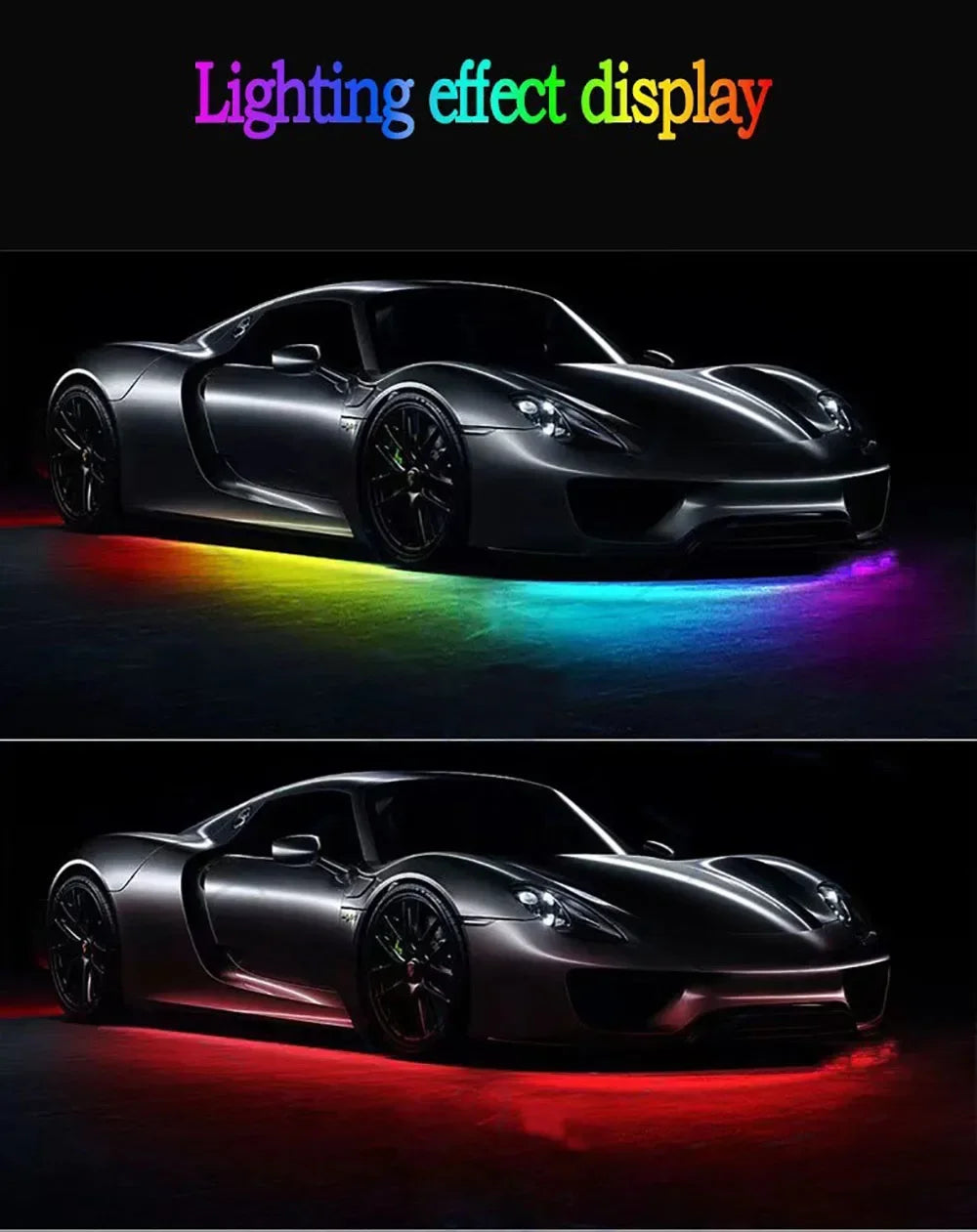 Car Colorful Modification Rainbow APP Flow Light Running Lantern RGB Car Bottom Music Rhythm Decorative Light