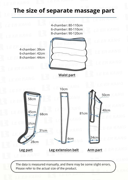 6-chamber Electric Airbag Pressure Massager Wraps Arm Waist Leg Foot Massage Varicose Veins lymphatic drainage device