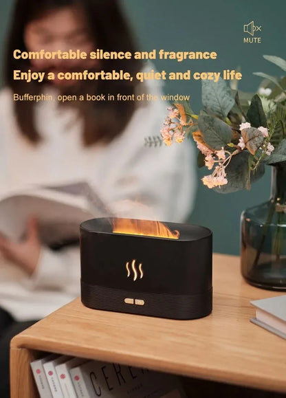 Humidificador de perfume, humidificador de aire ultrasónico con simulación de iluminación LED, fragancia de llama colorida, lámpara de llama de aceite esencial