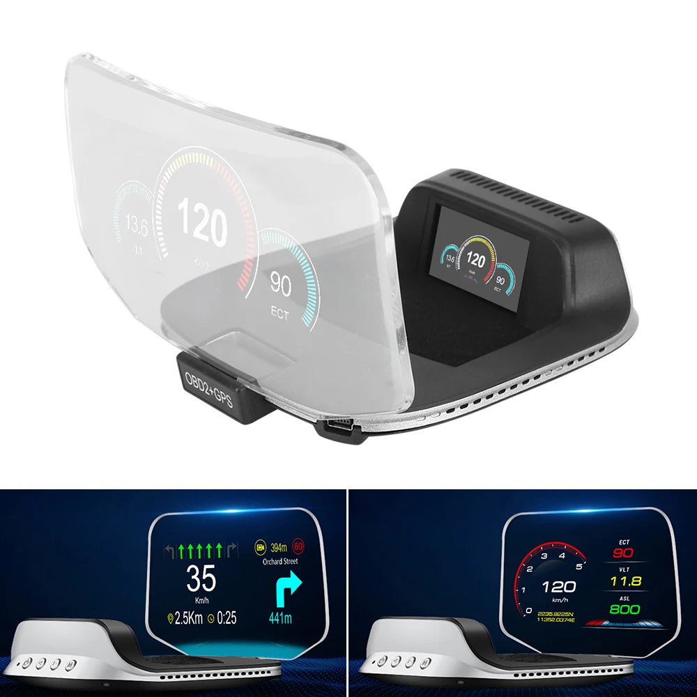 C3 12V Car HUD OBD2 Head Up Display GPS Navigation Digital Speedometer On Board Computer Projector OBD 2 Scanner Test Cartronics