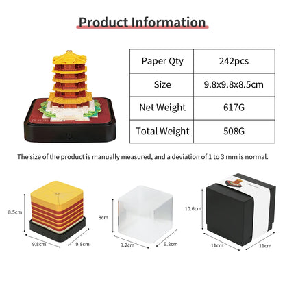 2024 Calendar Memo Pad With LED Lights,Time Piece Calendar,Creative Desk Calendar DIY Paper Carving Art Craft Desktop Decoration