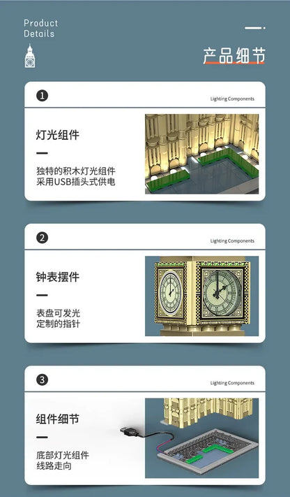 815Pcs United Kingdom Big Ben Model Building Blocks Famous Urban Architecture Street View Series DIY Toys for Girl Boy Gift