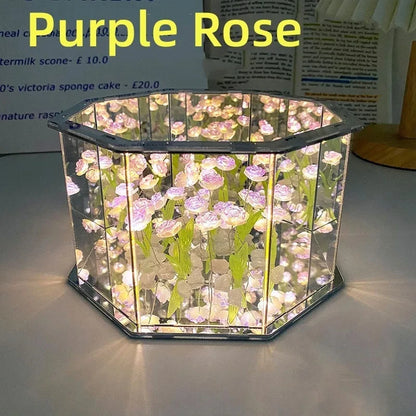 DIY Tulip Night Light Led Decorative Night Lamp Magic Cube Table Lamp and Mirror 2 in 1 for Birthday Gifts and Christmas Present