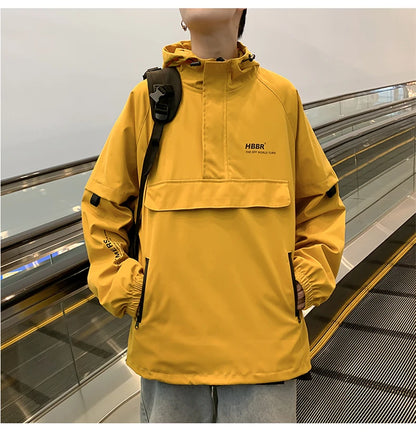 2024 New Autumn Streetwear Men Jackets Zipper Up Jacket Windbreaker Harajuku Thin Coats Loose Harajuku Oversized Outwear