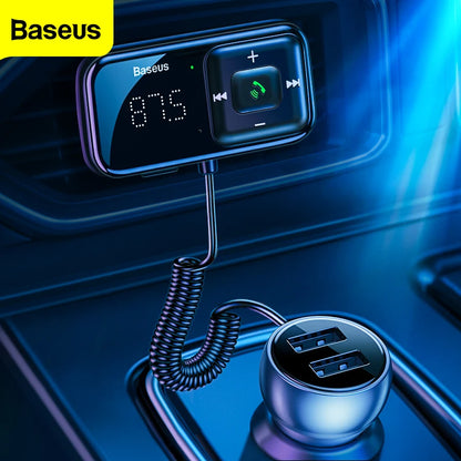 Transmisor modulador FM Baseus con Bluetooth 5.0, radio FM, cargador USB de 3,1 A, kit manos libres para coche, transmisor FM de audio auxiliar inalámbrico