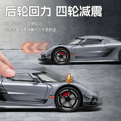 1:22 Jesko coche deportivo simulación de fundición a presión modelo de aleación de metal coche sonido luz pull back colección niños juguete regalos C359