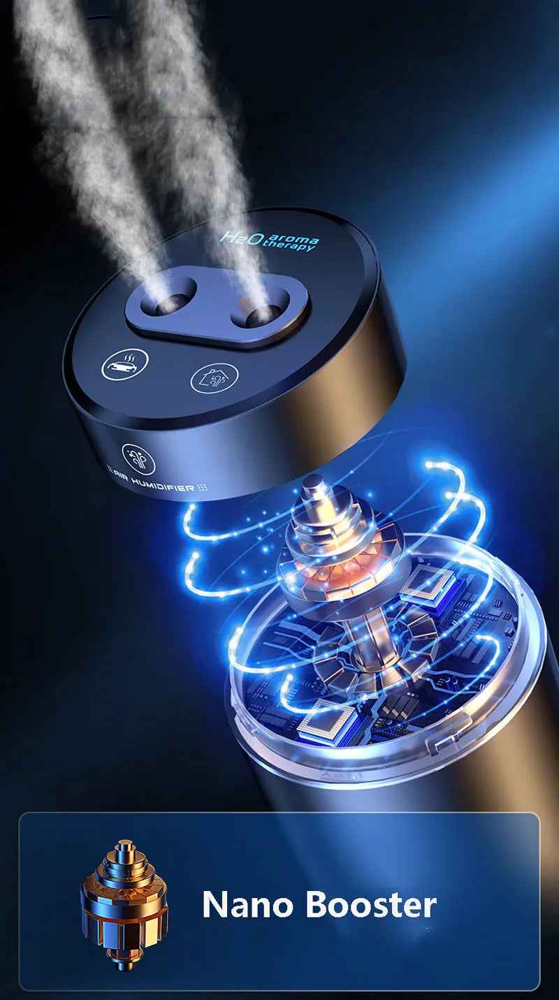 Vehicle Humidifier H2O Ultrasonic Spray 200ML Smart Work Usb 1500mah Wireless Perfume Aroma Diffuser Visable Dual Humidification