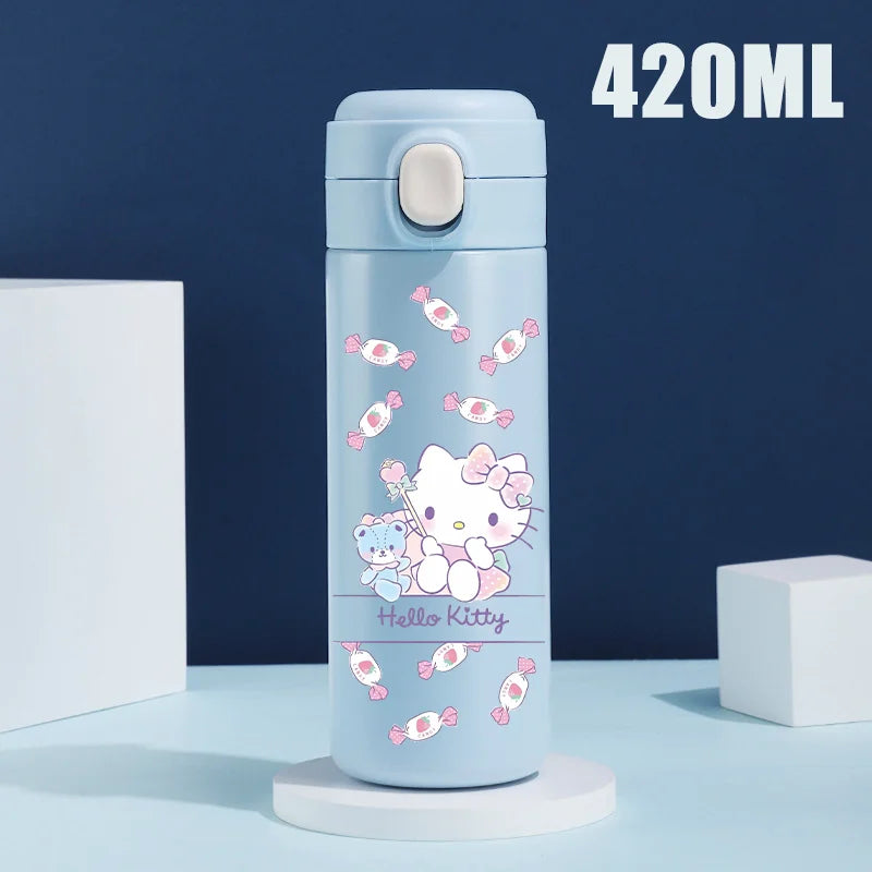 Sanrio 420 ML Thermos Mug Hello Kitty Cartoon 304 Stainless Steel Portable Water Cup Travel Water Bottle Kawaii Cups Kids Gifts