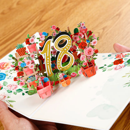 Tarjeta de aniversario emergente con números 1, 10, 28, 21 y 30 en 3D para cumpleaños, bodas