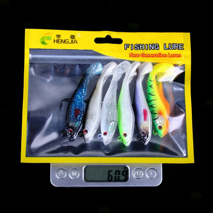 Sea Fishing Jigs Head Silicone Soft Bait 8cm-10g T tail Wobbler Fishing Lure Artificial Rubber Bait Swimbait Fishing Tackle