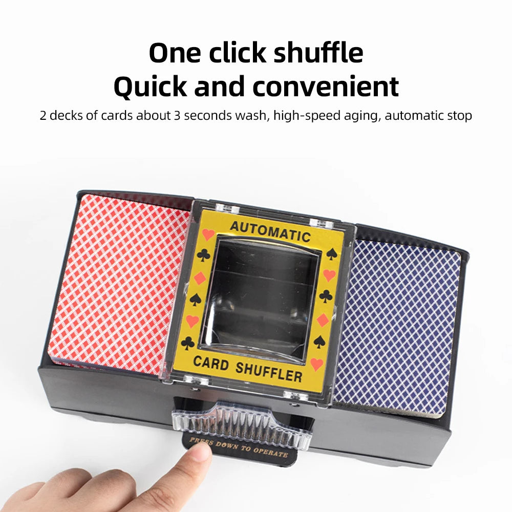 Mélangeur de cartes automatique 1/2 jeux Mélangeur de cartes de poker électrique Mélangeur à piles USB pour jeux de cartes Fête à domicile