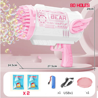 Pistolet à bulles automatique Machine à bulles de savon électrique LED N-Hole Bubble Maker Blower Bubble Guns Jouet Jeu de plein air Cadeau de fête de mariage