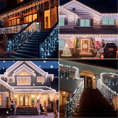 Outdoor Eaves Decoration 7.5M 160Leds Solar lcicle string Lights 8 Lighting Modes Christmas Halloween Party Holiday Lights