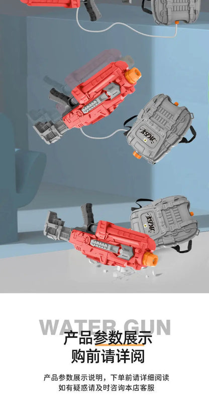 Automatic Large Capacity Water Gun with Bag Rechargeable Continuous Water Spray Electric Toy Outdoor Beach Pool Fight Water Toys