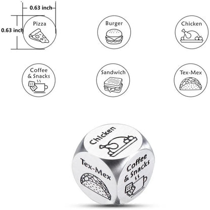 Food Dice Husband Wife Boyfriend Girlfriend Stainless Steel Valentines Gifts Dice for Wedding Birthday Anniversary Honeymoon
