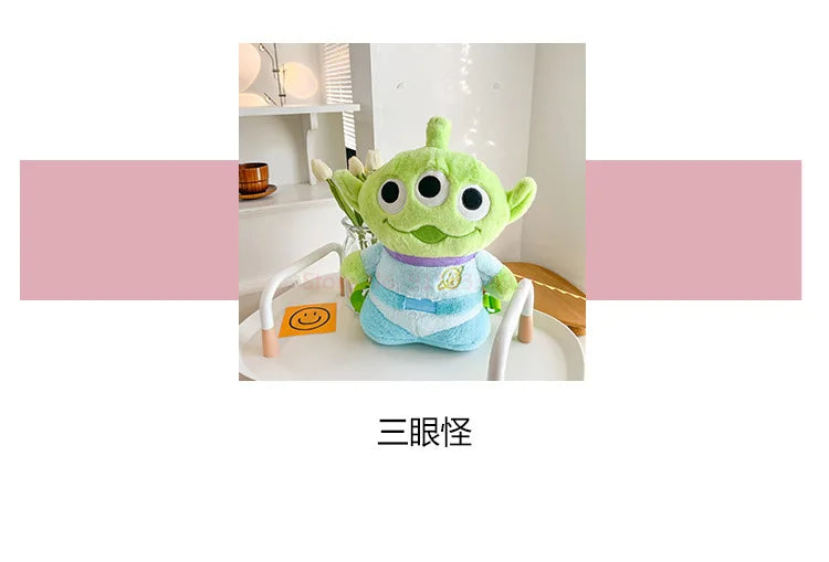 40cm Genuine Disney Toy Story Alien Plush Schoolbag Backpack Kawaii Soft Cartoon Stuffed Toy Child Kawaii Backpacks For Children