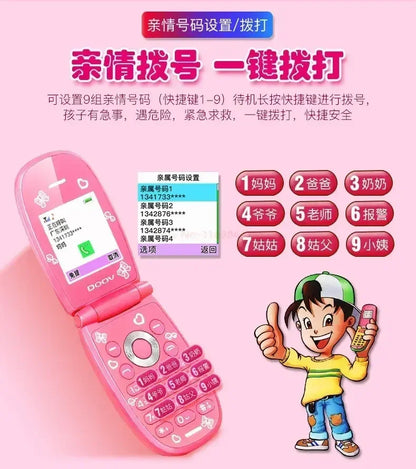 Sanrio Hello Kitty Flip Phone New Cartoon Cute Children White Pink Kawaii Mini Phone Children Birthday Gifts Fashion Model Toys