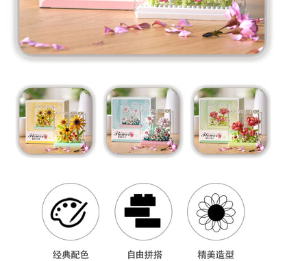 Bouquet Flowers Bricks Constructor Set for Adults Children Toys Flower Mini Particles Building Blocks Assembled Bricks Girl Gift