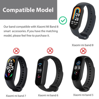 Silicone Strap For Xiaomi Smart Band 8 NFC Solid Bracelet Replacement Wristband Mi band 8 Waterproof Sport Watchband Accessories