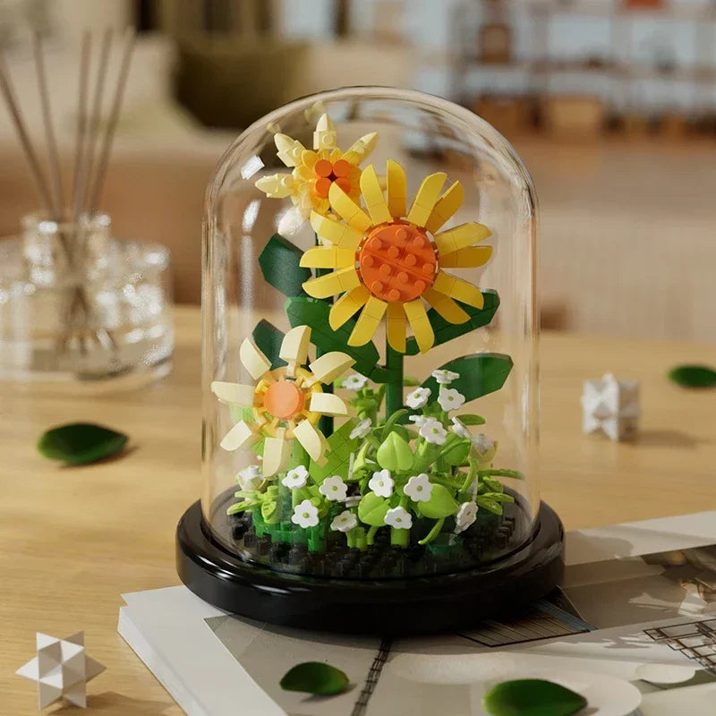 Building block bouquet assembly toy children's puzzle building block toy parent-child interactive desktop decoration