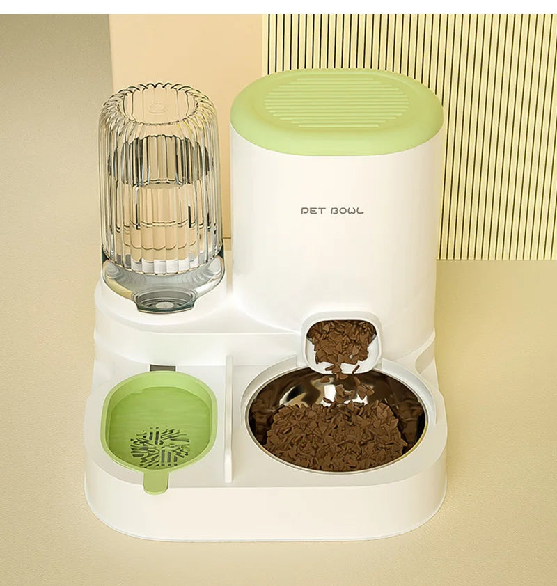 Comedero automático para gatos, cuenco de comida para gatos de gran capacidad con fuente de agua, dispensador para perros pequeños y gatos, contenedor de almacenamiento de alimentos
