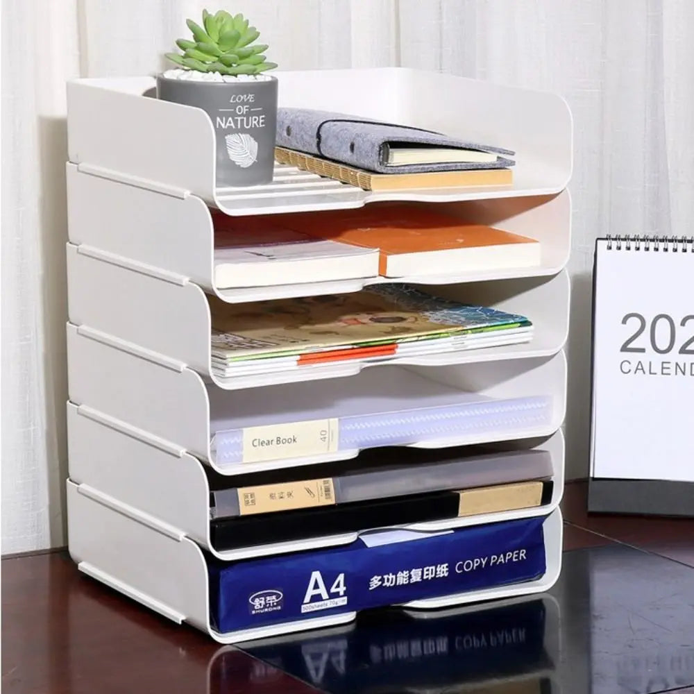 Organizador de escritorio apilable, bandeja para papel, archivador de escritorio para oficina, cartas, libros, documentos, estante para almacenamiento de cosméticos