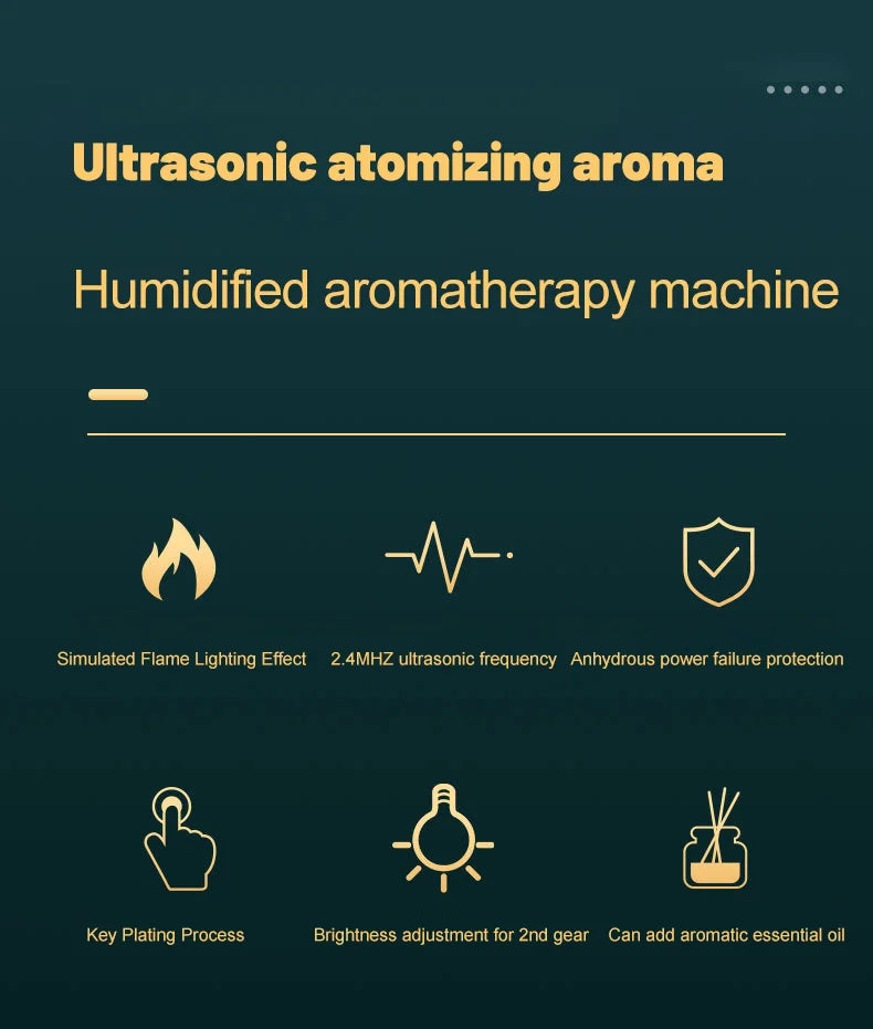 Perfume Humidifier Ultrasonic Air Humidifier With LED Lighting Simulation Colorful Flame Fragrance Machine