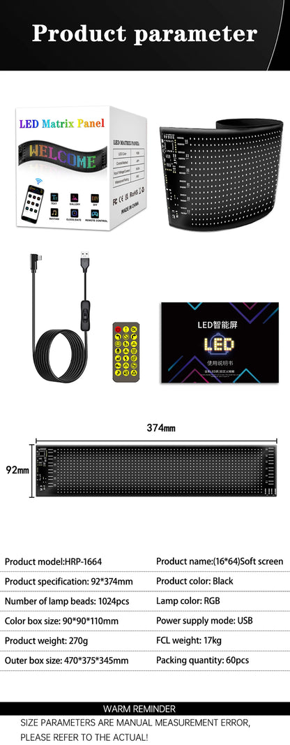 USB LED 5V Matrix Pixel Panel Light Bluetooth App Control Scrolling Advertising LED Car Sign Animation Programmable For Car Shop
