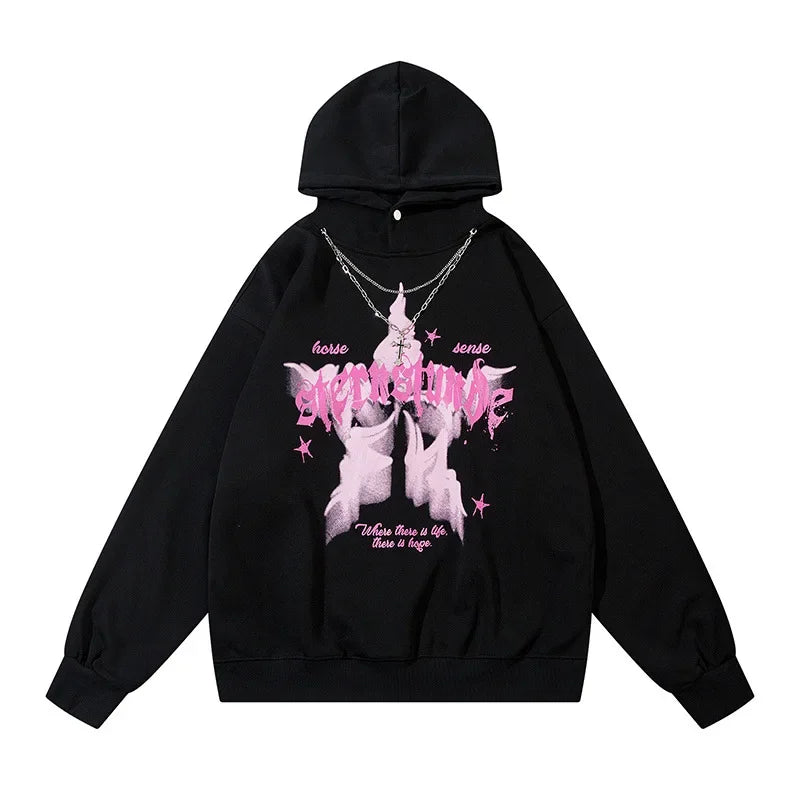 Vintage American Style Streetwear Hooded Loose-Fit Sweatshirt Jacket For Men And Women Versatile Casual Hoodies