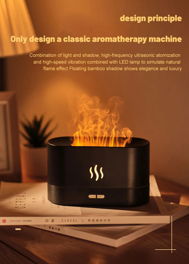Perfume Humidifier Ultrasonic Air Humidifier With LED Lighting Simulation Colorful Flame Fragrance Machine