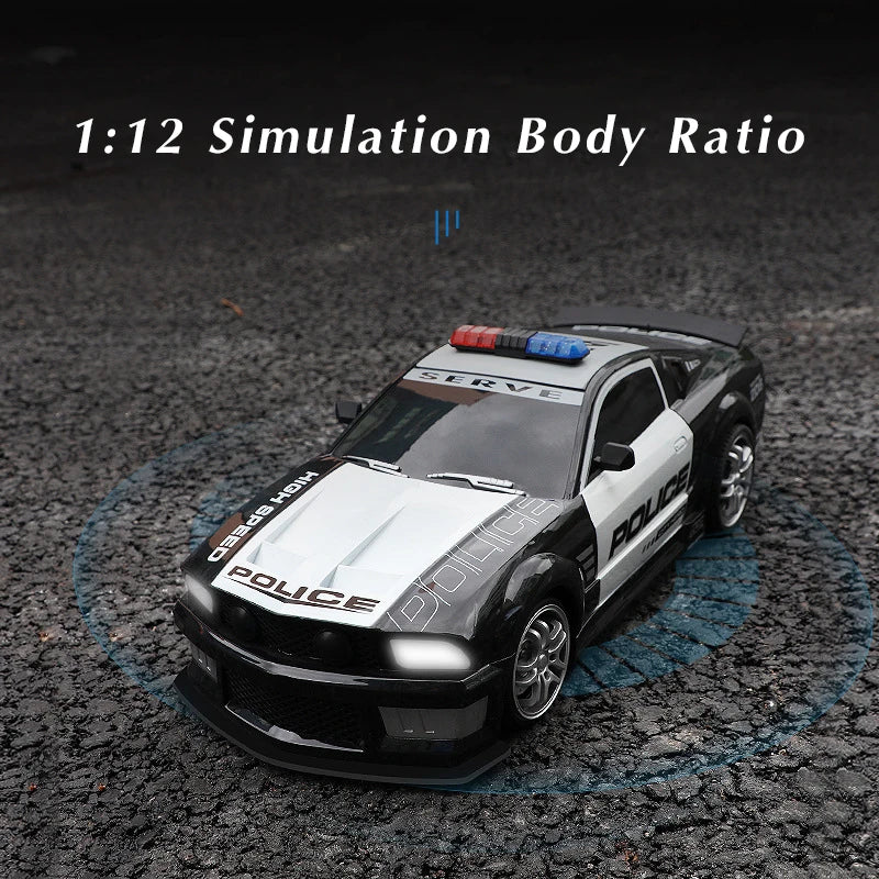 1/12 Rc Police Car Kids Toy 2.4G Remote Control Vehicle Simulation with Light Electric Radio Control Car Kids Gift Toys for Boys