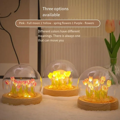 Tulip Night Light Tulip Flower Table Lamp DIY Simulation Tulip LED Night Light Handmade Bedside Light Christmas New Year Gift