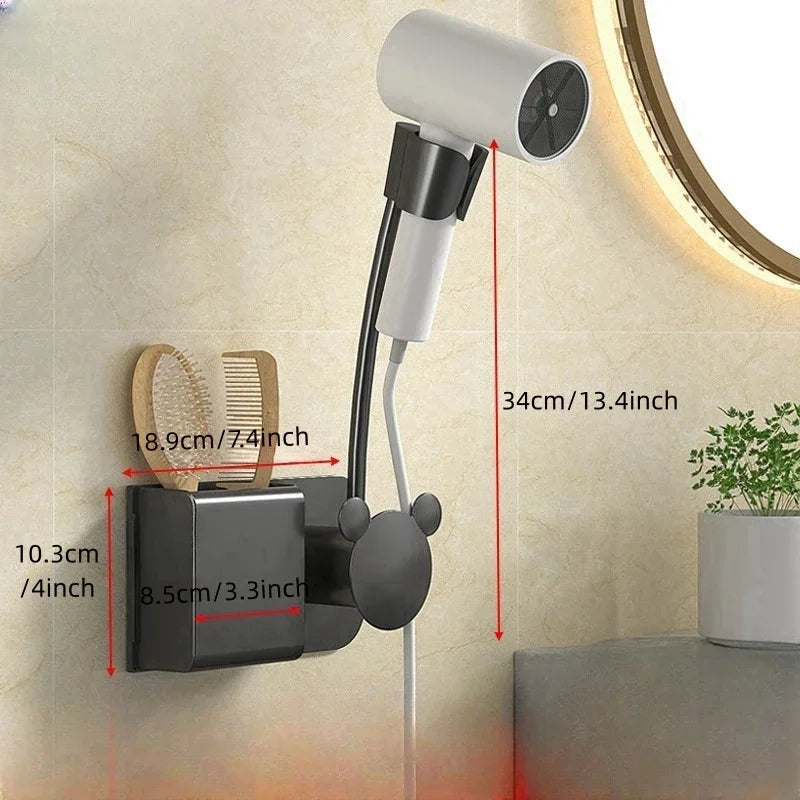 Bathroom Shelf on The Wall Without Drilling Multifunctional Storage Shelves Organizer Bathroom Hair Dryer Holder Toilet Cradle