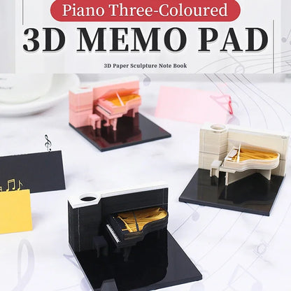 3D Piano Table Calendar Memo Pad Creative Exquisite Handicrafts Souvenirs DIY Desk Decoration New Year Gift for Office School