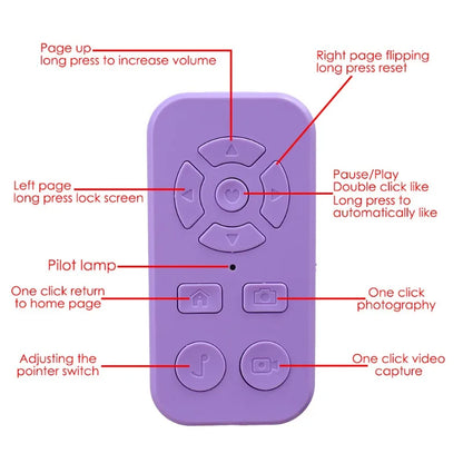 Bluetooth Remote Video Camera Controller for Xiaomi Samsung Huawei Android Mobile Phone for Tiktok Live Video Movie Page Turning