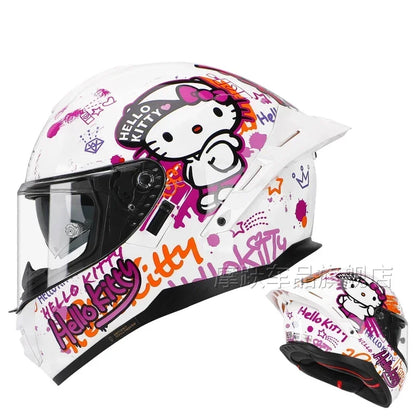Sanrio HelloKitty Motorcycle Helmet Full Face Racing Helmets Offroad Motorcycle Helmet Motorbike Sports Helmets