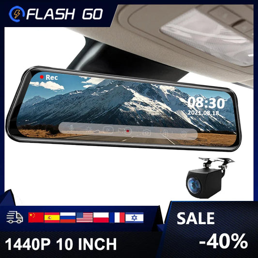 Car DVR 2.5K 10 Inch Rear View Mirror Video Recorder Dash Cam Sony Lens Ultra HD 2560*1440P Camera Streaming Rearview Mirror