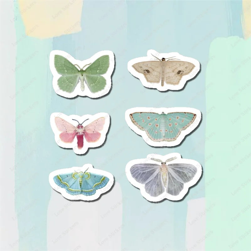 Pastel Moths 5PCS Stickers for Living Room Bumper Anime Cute Kid Car Art Print Window Home Decor