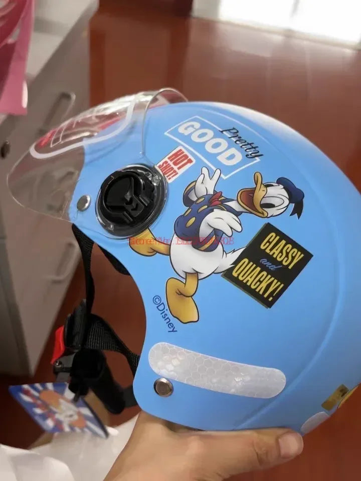 Summer Disney Donald Duck Motorcycle Super Light Open Face Helmet For Children Adult Helmet Safety Protective Helmet Gift Toy