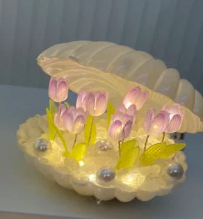9 Flowers Shell Tulip Night Lamp Handmade Diy Home Decor Bedroom Atmosphere Light Girl Mother Girlfriend Valentine's Day