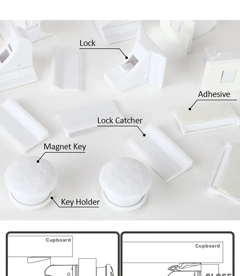 Baby Safety Lock Invisible Lock Kids Security Drawer Latch Cabinet Door Magnetic Child Safety Lock Limiter Children Protection