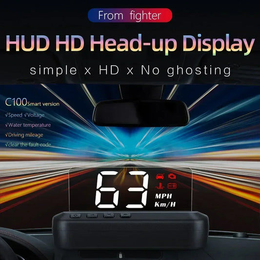 Smart Head Up Display OBD2 GPS Digital Speedometer Direction System Tachometer Projector Water Temp Voltage Turbo Security Alarm