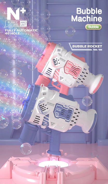Pistolet à bulles automatique Machine à bulles de savon électrique LED N-Hole Bubble Maker Blower Bubble Guns Jouet Jeu de plein air Cadeau de fête de mariage