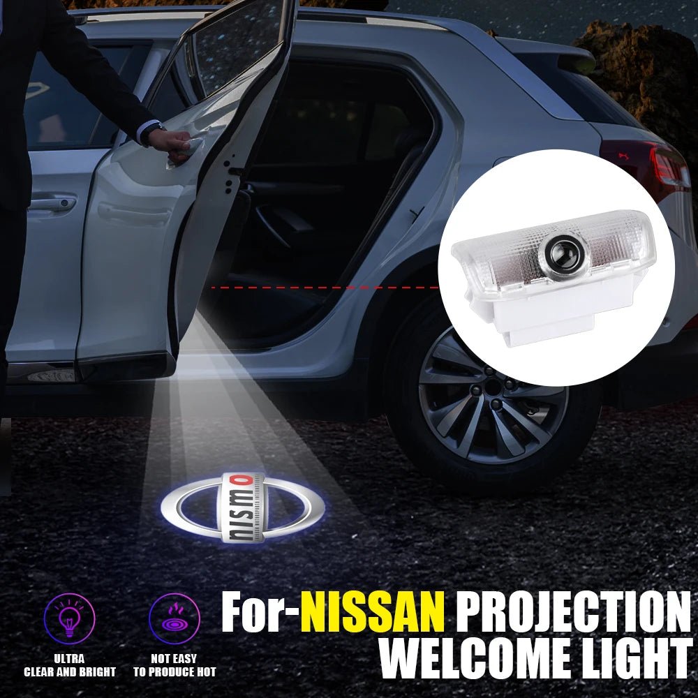 4PCS LED Car Door Welcome Lights 3D Laser Projector Lamps Auto Decoration Accessorie For Nissan Patrol 2012-2017 Teana 2008-2012
