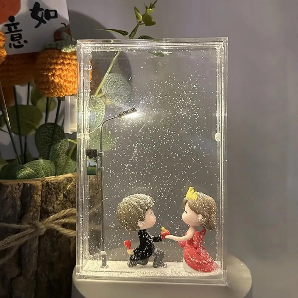 Snowy Night Flowing Small Night Light Street Light Snow Simulation Kids Toy Diy Material Package Toy Snowman Doll Christmas Gift