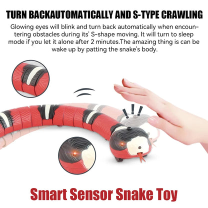 Juguetes para mascotas, gatos, perros, serpientes, juguetes para mascotas, sensor inteligente recargable, serpiente que detecta automáticamente obstáculos y escapa, juguetes de regalo para niños